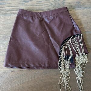 Le Lis Mini Skirt with Rhinestone Fringe